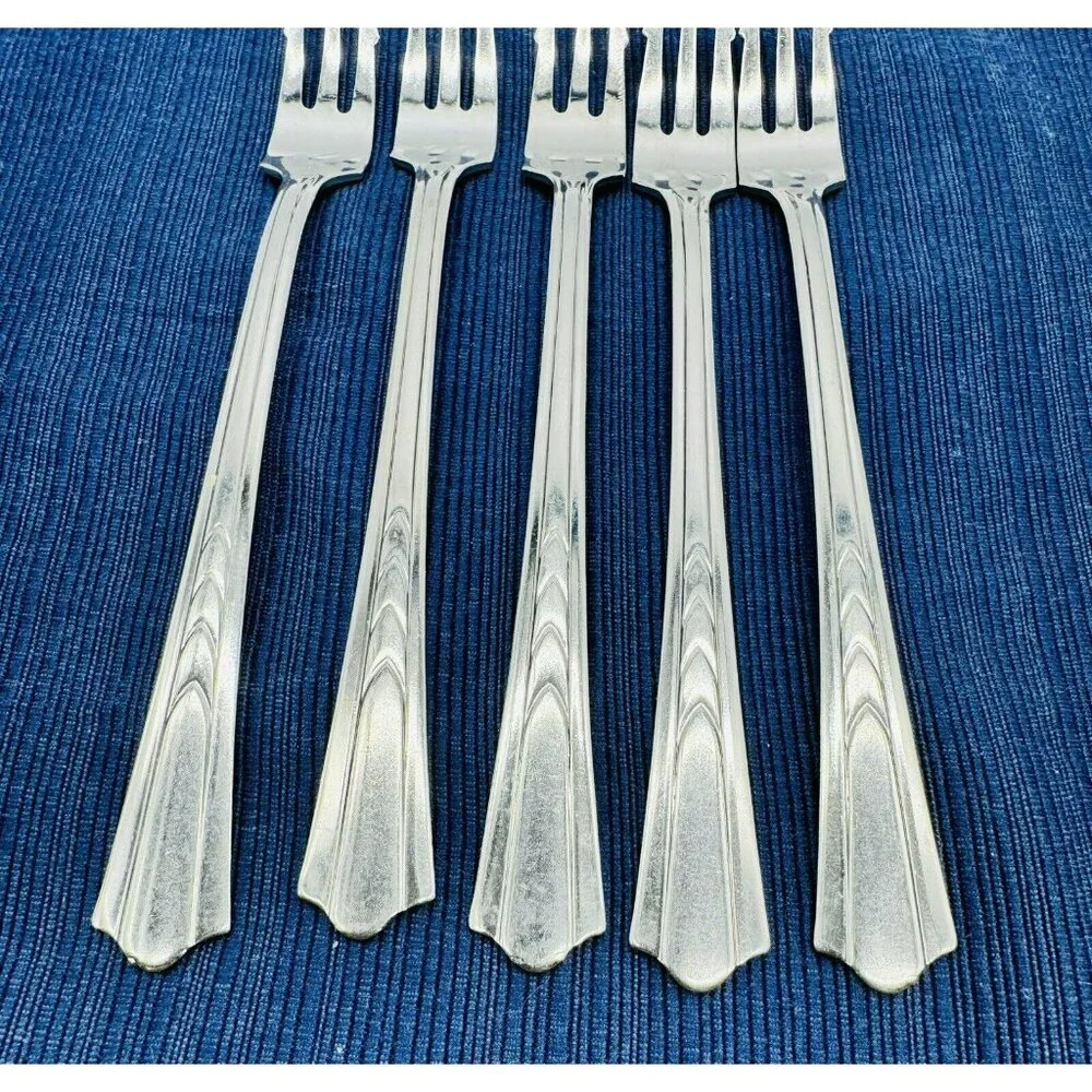 Ekco EKS7 Chevron Stainless Steel Flatware Cocktail Seafood Oyster Fork Set of 5